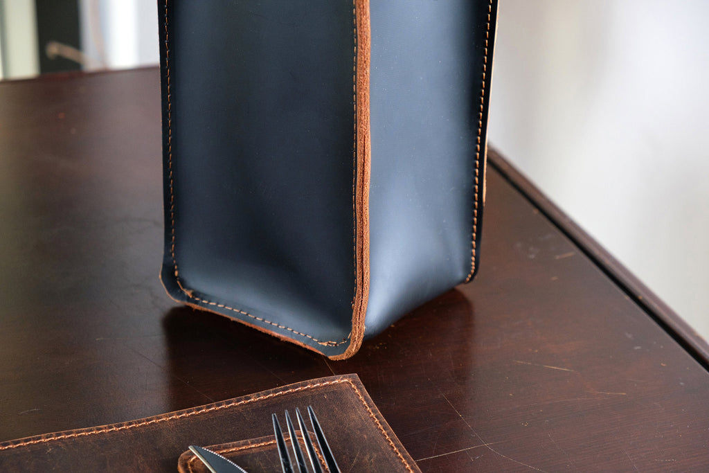 Personalized Leather Wine Holder: Handmade Wine Caddy