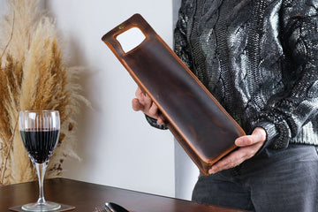 Leather Wine Holder, Personalized Wine Case with Snap Closure, Custom Wine Sleeve, Handmade Wine Holder, Custom Wine Caddy