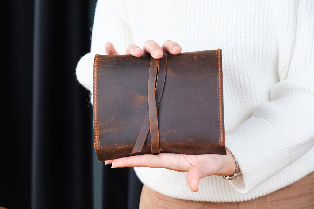 Leather Pipe Pouch Full Set: Handmade 1-Pipe Rollup Bag Complete Set For The Pipe Smoker