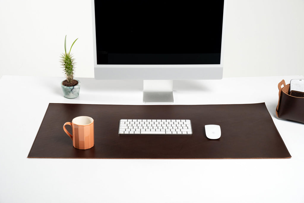 Handmade Vegetable Tanned Brown Leather Desk Mat - 2.6mm Thick