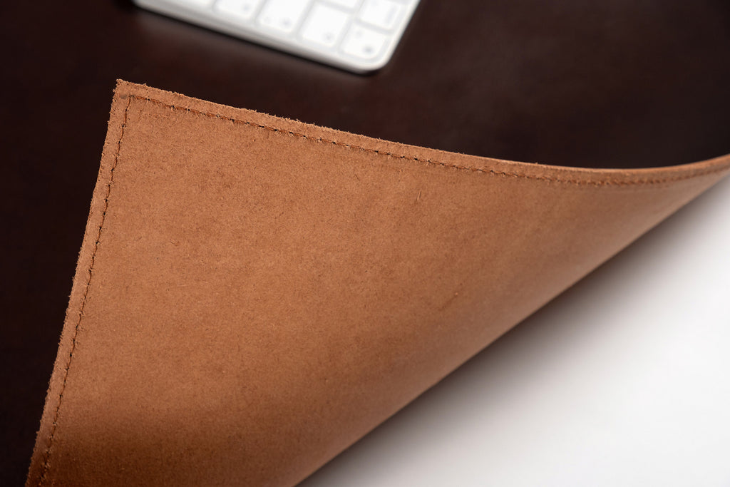 Handmade Vegetable Tanned Brown Leather Desk Mat - 2.6mm Thick