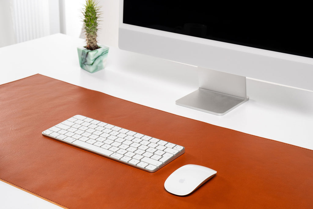 Premium Leather Tan Colour Desk Mat: Handmade Luxury 2.4mm Vegetable Tanned Desk Blotter