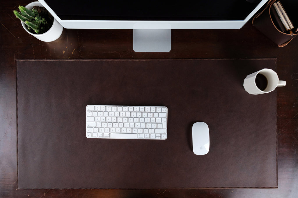 Handmade Vegetable Tanned Brown Leather Desk Mat - 2.6mm Thick