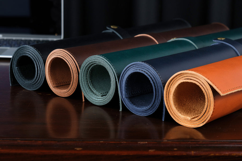 Premium Leather Black Desk Mat: Handmade Luxury 2.4mm Vegetable Tanned Desk Blotter