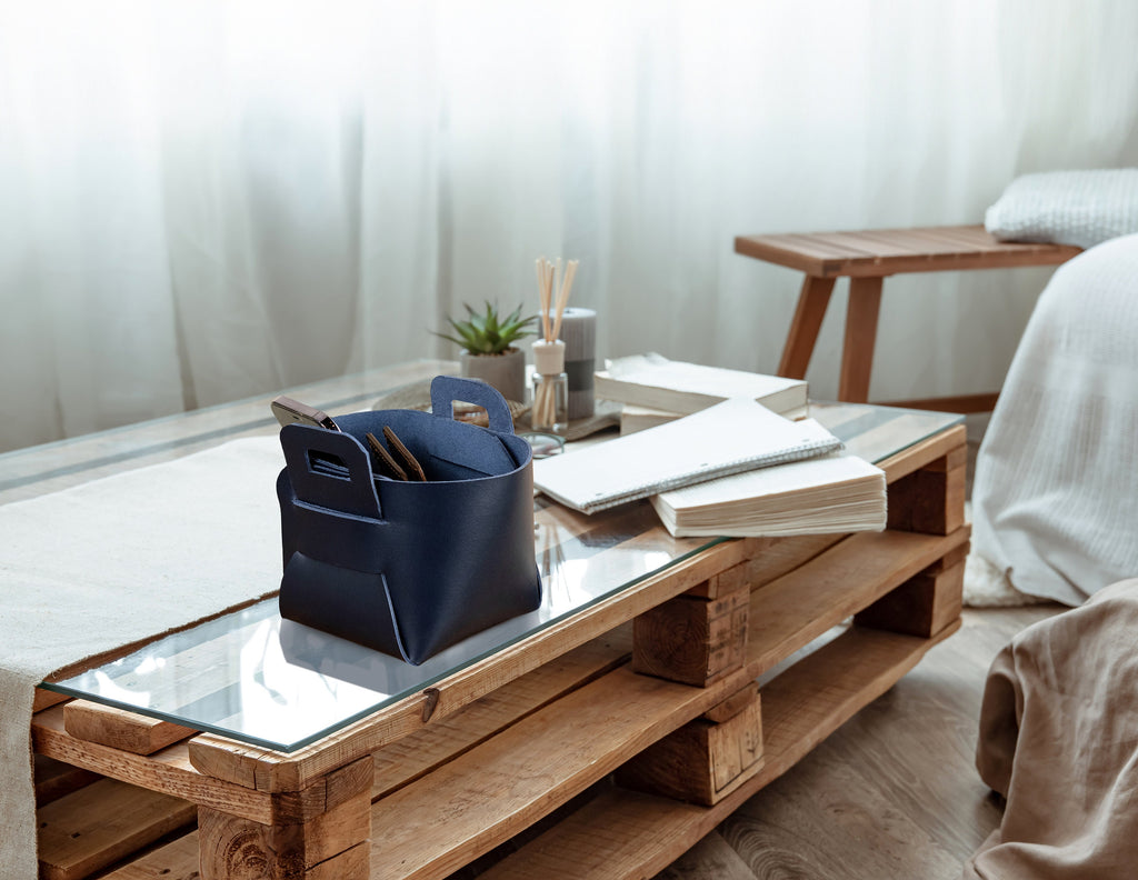 Premium Leather Storage Basket: Handmade Luxury Organizer Bin