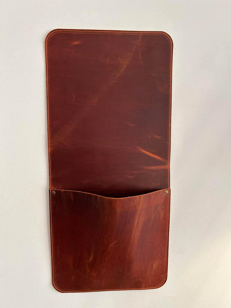 Leather Wall Organizer For Magazines, Laptops, Tablets: Hanging Storage for Home Decor