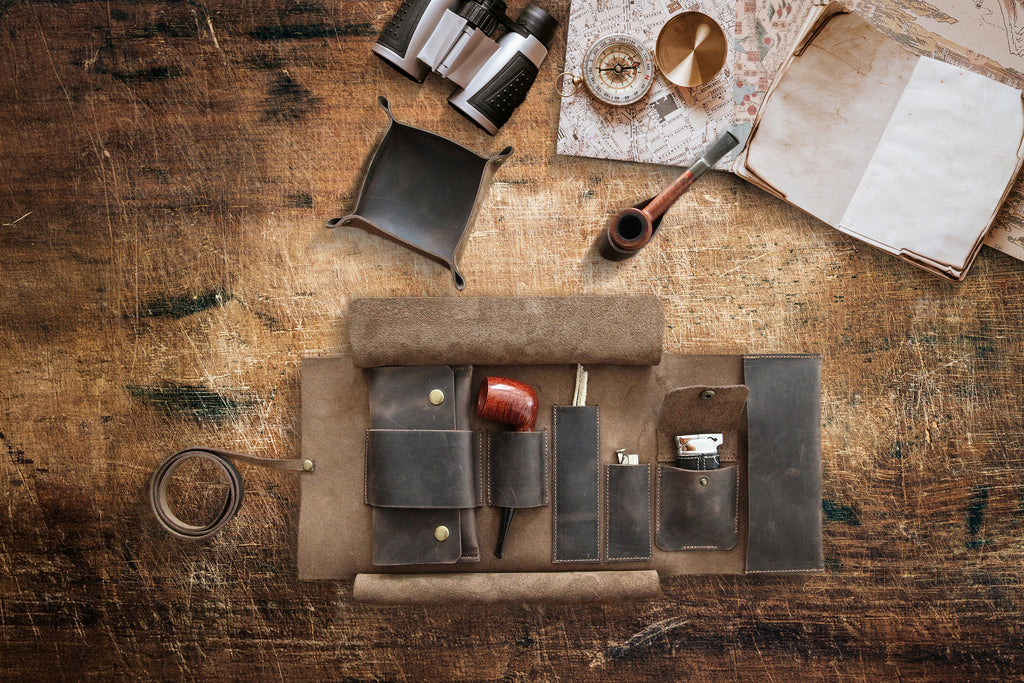 Chestnut Leather Pipe Pouch: Handmade Pipe Bag for 1-Pipe