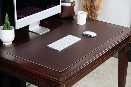 Handmade Vegetable Tanned Brown Leather Desk Mat - 2.6mm Thick