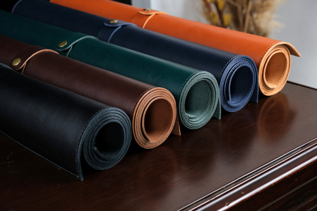 Premium Leather Tan Colour Desk Mat: Handmade Luxury 2.4mm Vegetable Tanned Desk Blotter