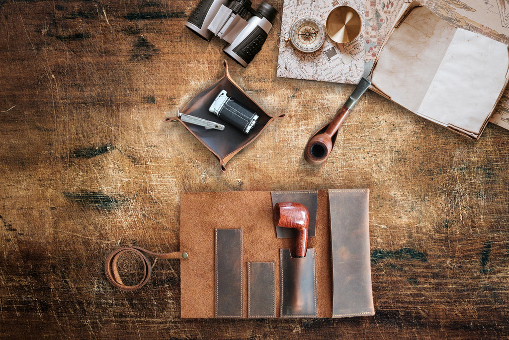 Tobacco Leather Mini Pipe Pouch: Handmade Pocketsize Pipe Bag for 1-Pipe