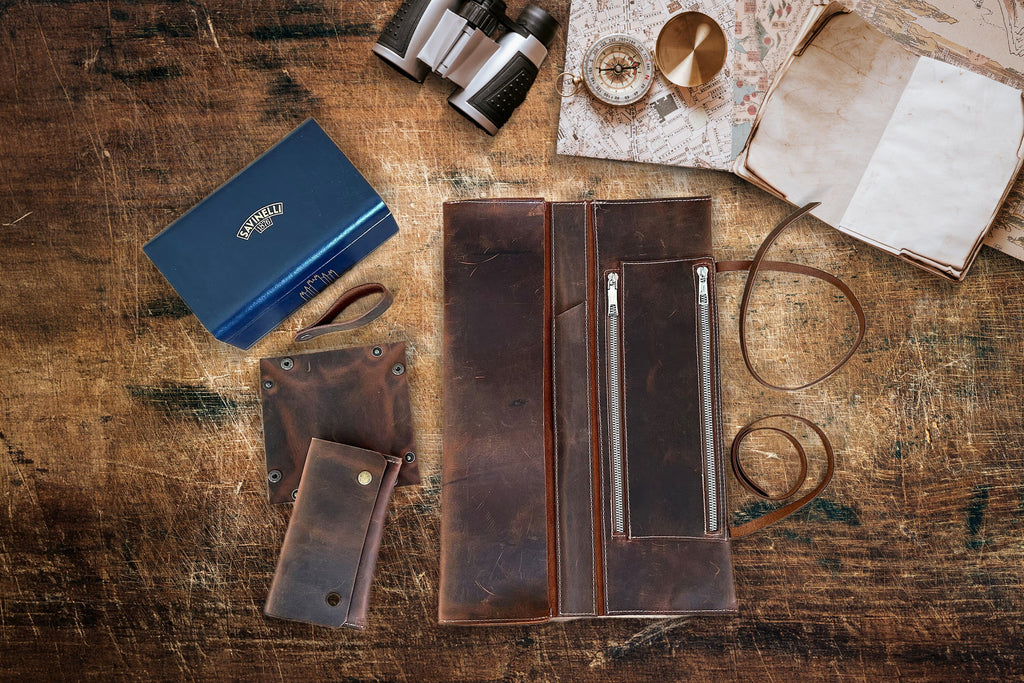 Leather Churchwarden Pipe Bag Full Set: Handmade Tolkien Pipe Rollup Complete Set For The Pipe Smoker - Large