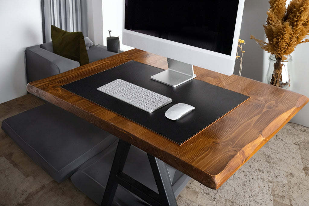 Leather Black & Tobacco Colour Desk Mat: Handmade 1.8 mm Duo-Colour Desk Blotter