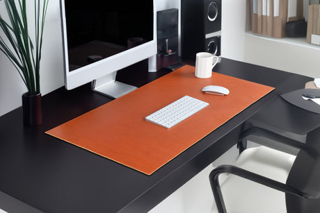 Premium Leather Tan Colour Desk Mat: Handmade Luxury 2.4mm Vegetable Tanned Desk Blotter