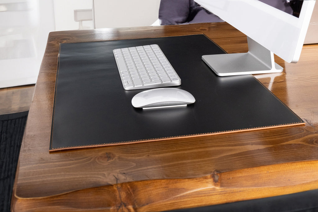 Leather Black & Tobacco Colour Desk Mat: Handmade 1.8 mm Duo-Colour Desk Blotter