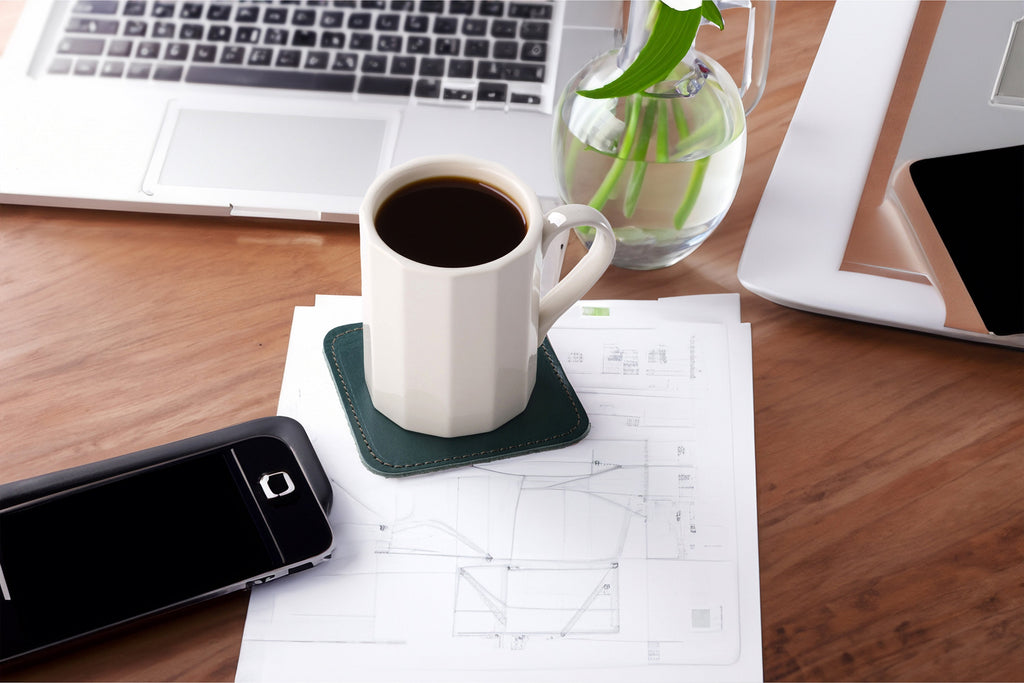 Handmade Vegetable Tanned Leather Coasters - Set of 6