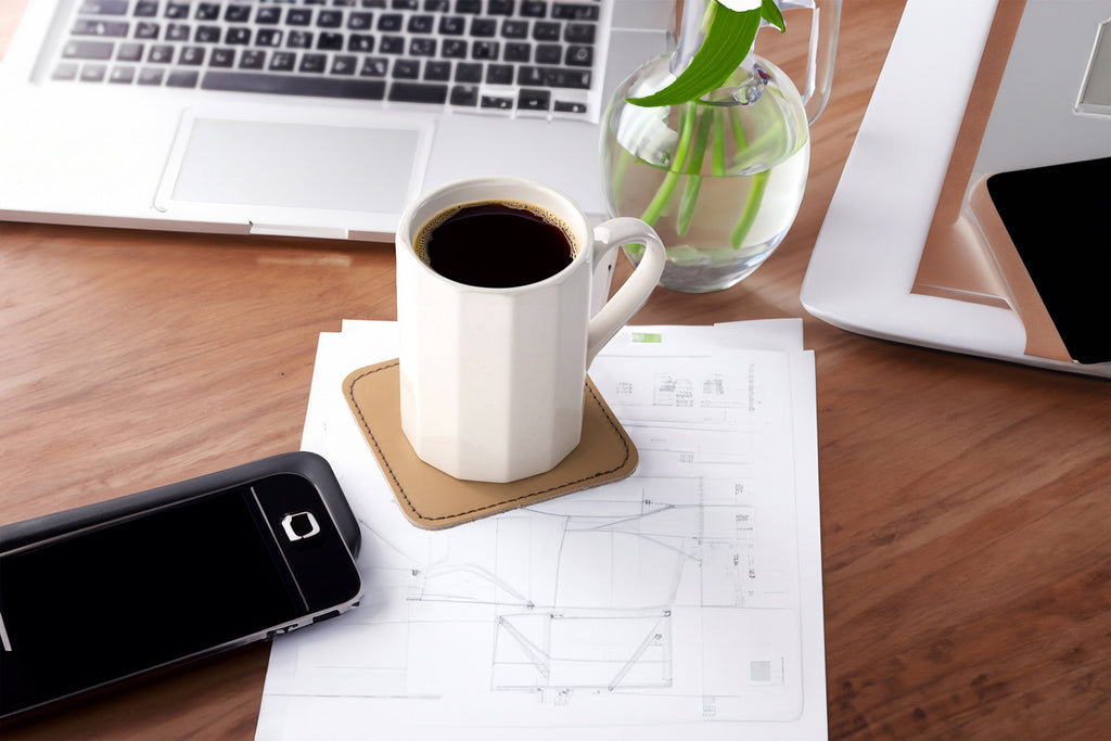 Handmade Vegetable Tanned Leather Coasters - Set of 6