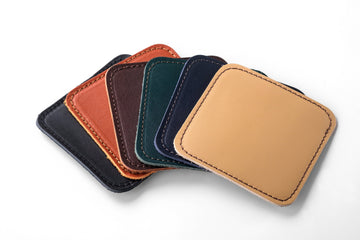 Premium Leather Coasters, 2.6 mm Vegetable Tanned Handmade Coasters Set For Cafes & Restaurants, Custom Luxury Leather Coasters, Set of 6