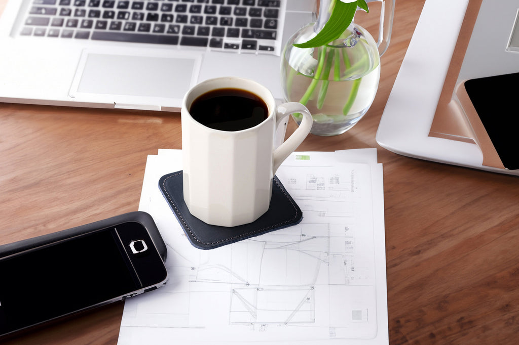 Handmade Vegetable Tanned Leather Coasters - Set of 6