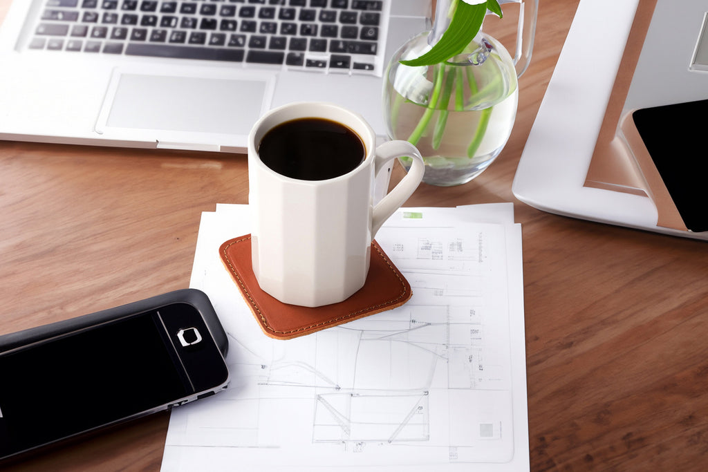 Handmade Vegetable Tanned Leather Coasters - Set of 6