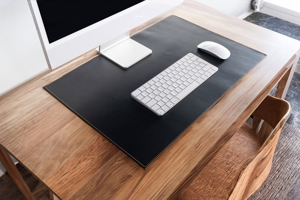 Leather Black & Tobacco Colour Desk Mat: Handmade 1.8 mm Duo-Colour Desk Blotter