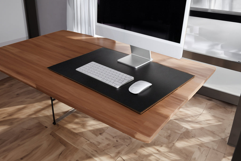 Leather Black & Tobacco Colour Desk Mat: Handmade 1.8 mm Duo-Colour Desk Blotter