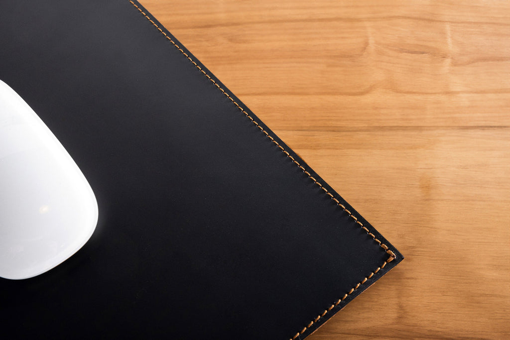 Leather Black & Tobacco Colour Desk Mat: Handmade 1.8 mm Duo-Colour Desk Blotter