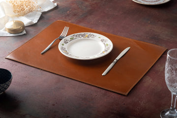 Leather Placemat for Restaurants, Handmade Placemats for Dining Table, Cafe & Restaurant Table-mats, Personalized Placemat, Light Brown