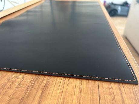 Leather Black & Tobacco Colour Desk Mat: Handmade 1.8 mm Duo-Colour Desk Blotter