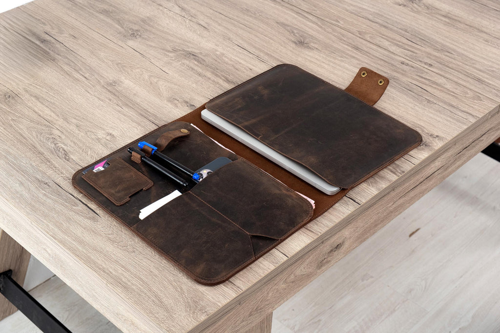 Handmade Leather MacBook Portfolio Case: Full Grain Cowhide