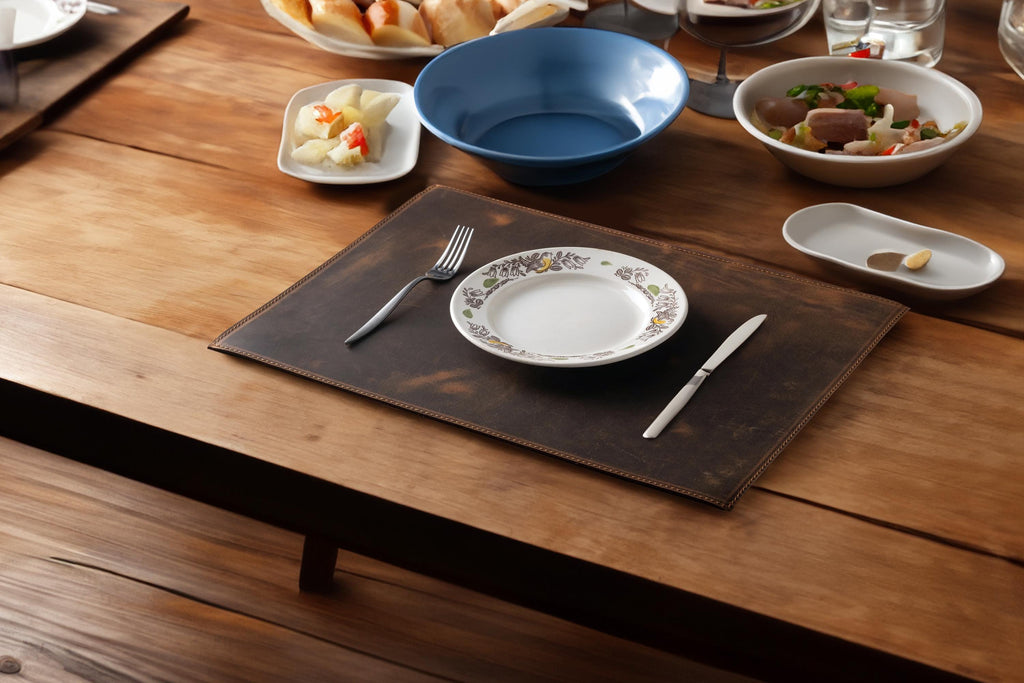 Distressed Leather Placemat, Handmade Placemats for Dining Table, Cafe & Restaurant Table-mats, Personalized Table Placemat, Christmas Gift