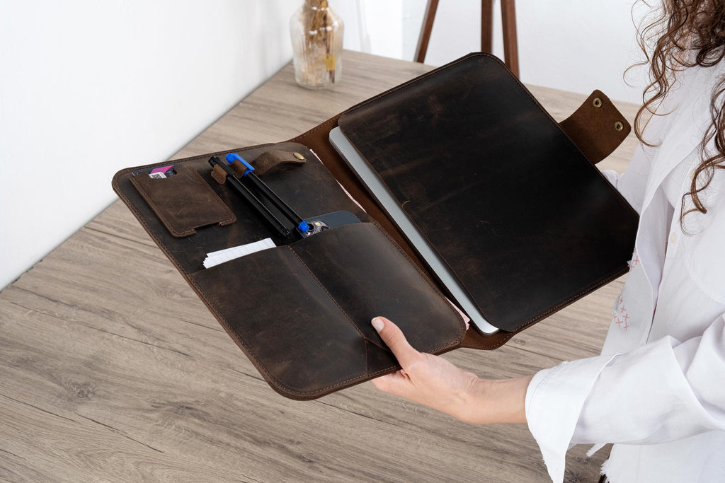 Handmade Leather MacBook Portfolio Case: Full Grain Cowhide