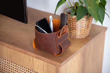 Distressed Leather Storage Basket, Handmade Storage Bin, Home Decor, Catch All Basket, Leather Organizer, Leather Bin, All sizes, Set of 3