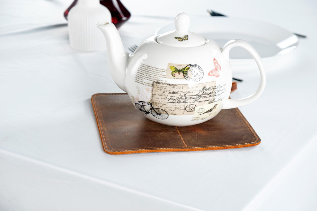 Leather Pot Mat Set: Handmade Rustic Kitchen Accessory