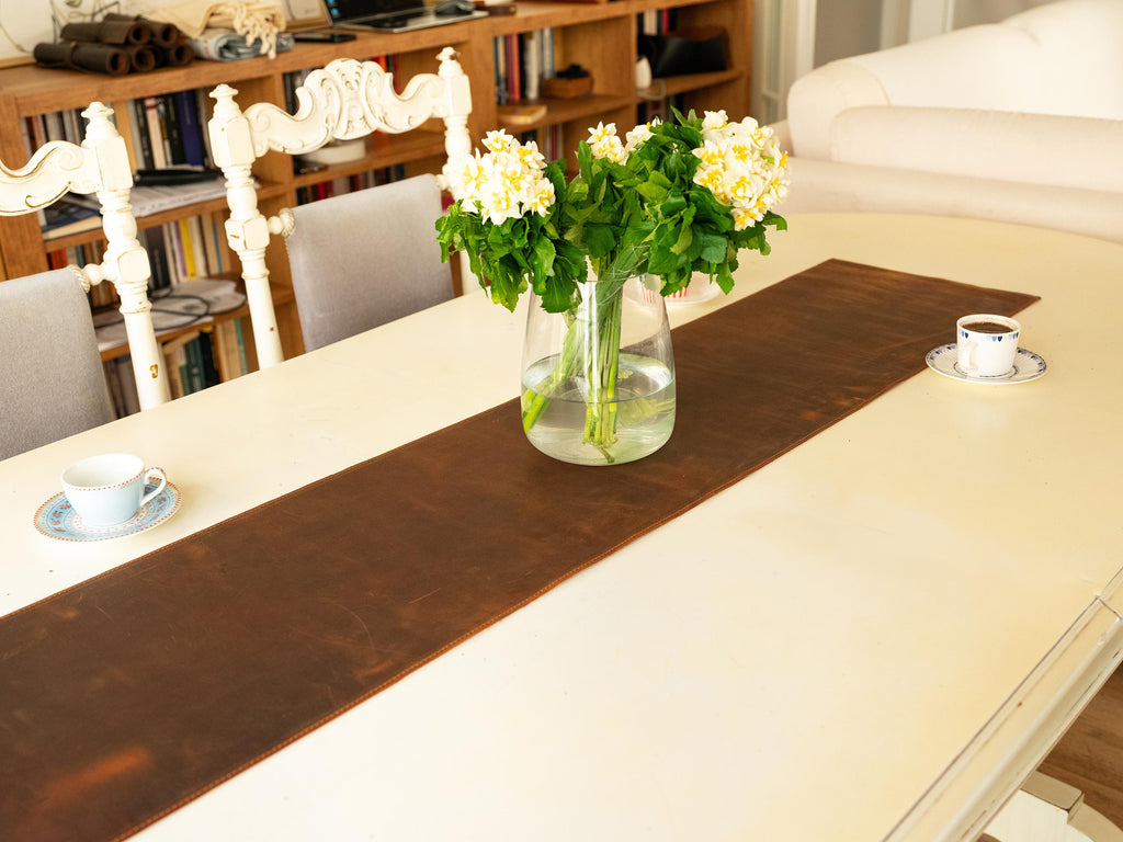 Leather Table Runner: Handmade Personalized Table Mat