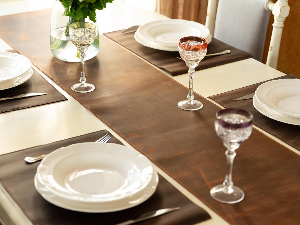 Leather Table Runner: Handmade Personalized Table Mat