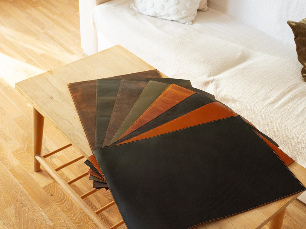 Leather Placemat Set: Handmade Dining Table Mat - Set of 6