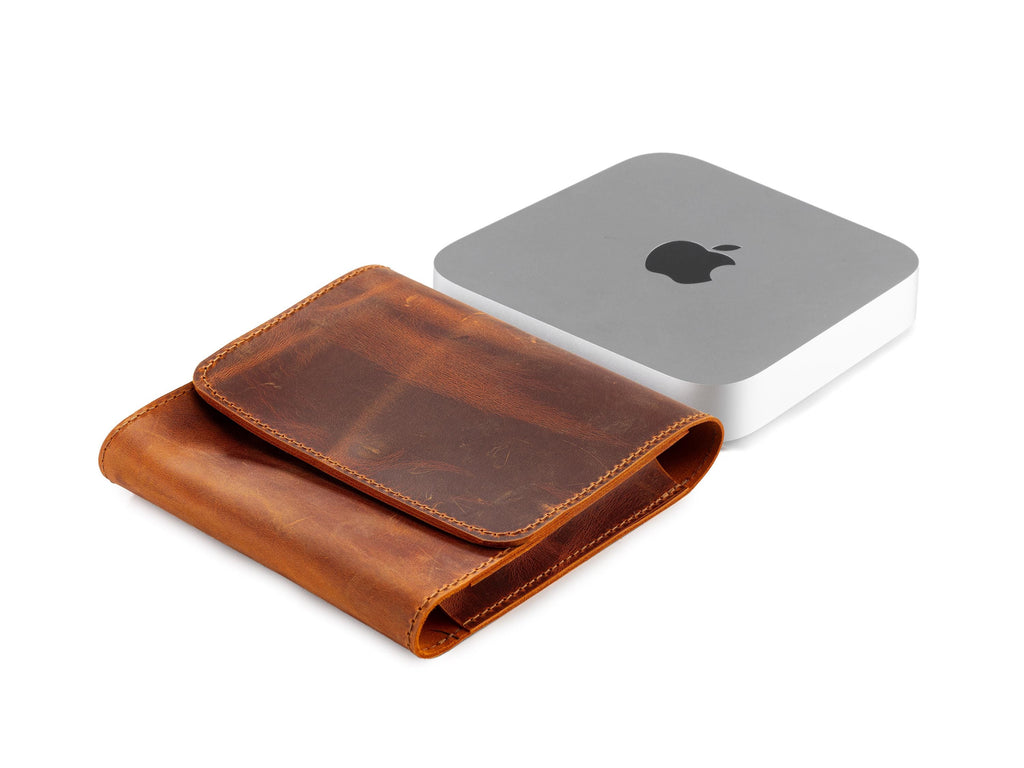 Distressed Leather Mac Mini Case, Handmade Tech Accessories Organizer, Mac Mini M1, M2 & M2 Pro Cover, Mac Mini M4, Mac Mini M4 pro Case