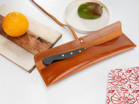 Leather Chef Knife Roll: Handmade Single Knife Case 6-Piece Set