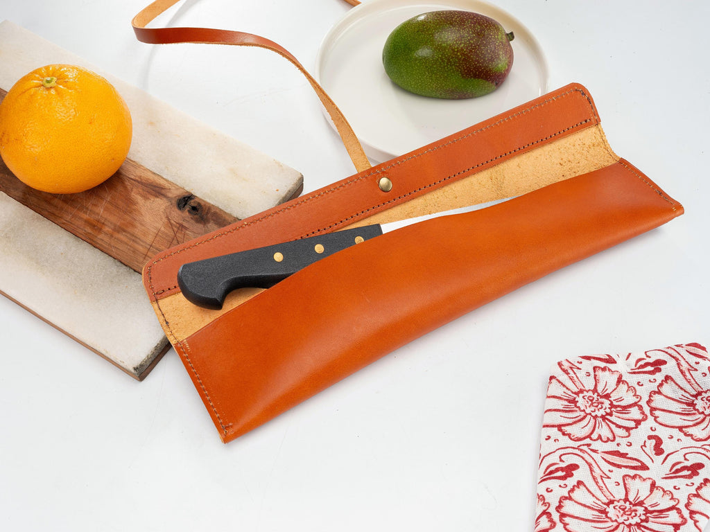 Handmade Leather Chef Knife Roll - 2.6 mm Vegetable Tanned Single Case