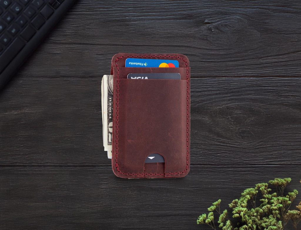 Leather Card Wallet: Handmade Minimalist Pocketsize Design Wallet