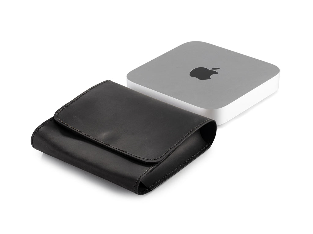Handmade Leather Mac Mini Case: Distressed Full Grain Cowhide Organizer