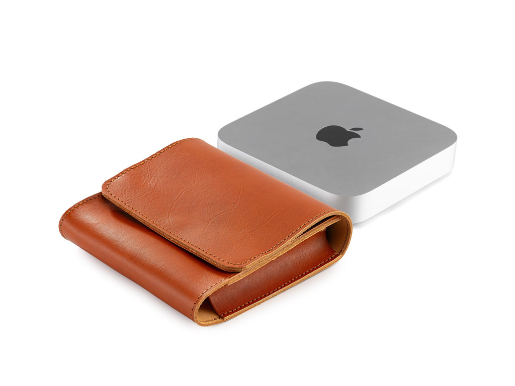 Premium 2.6 mm Vegetable Tanned Leather Mac Mini Case, Handmade Organizer, Mac Mini M1, M2 & M2 Pro Cover, Mac Mini M4, Mac Mini M4 pro Case