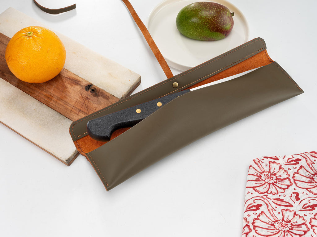 Leather Chef Knife Roll: Handmade Single Knife Case 6-Piece Set