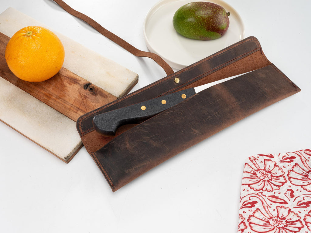 Leather Chef Knife Roll: Handmade Single Knife Case