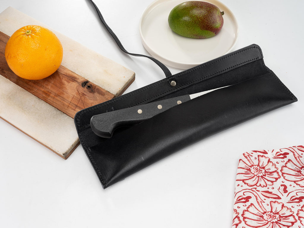 Handmade Leather Chef Knife Roll - 2.6 mm Vegetable Tanned Single Case