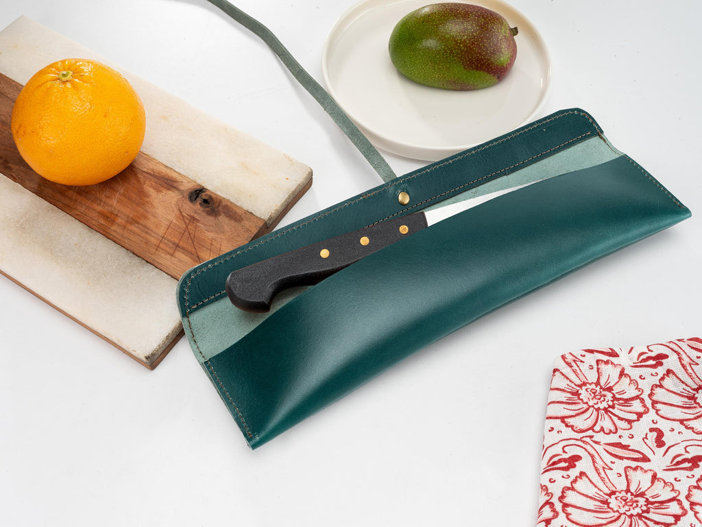 Premium Leather Knife Roll, Handmade 2.6 mm Vegetable Tanned Leather Single Knife Case, Chef Knife Roll, Knife Holder, Chef Knife Bag