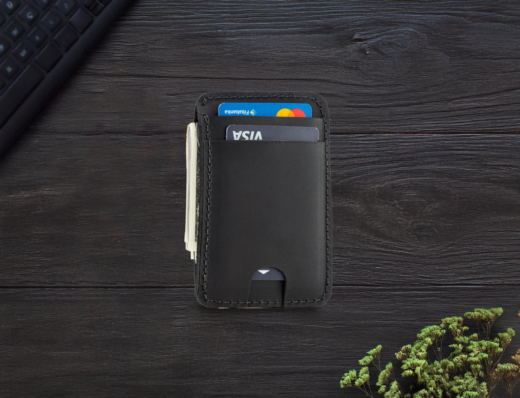 Leather Card Wallet: Handmade Minimalist Pocketsize Design Wallet