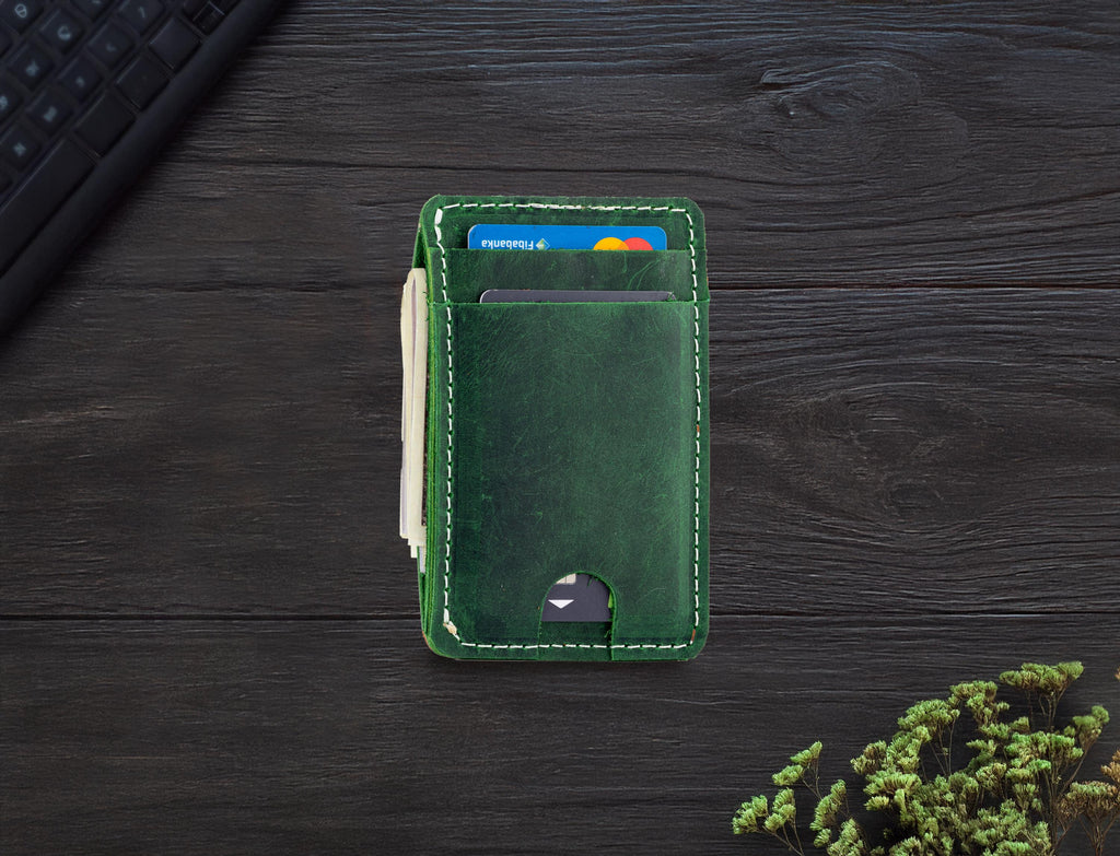 Leather Card Wallet: Handmade Minimalist Pocketsize Design Wallet