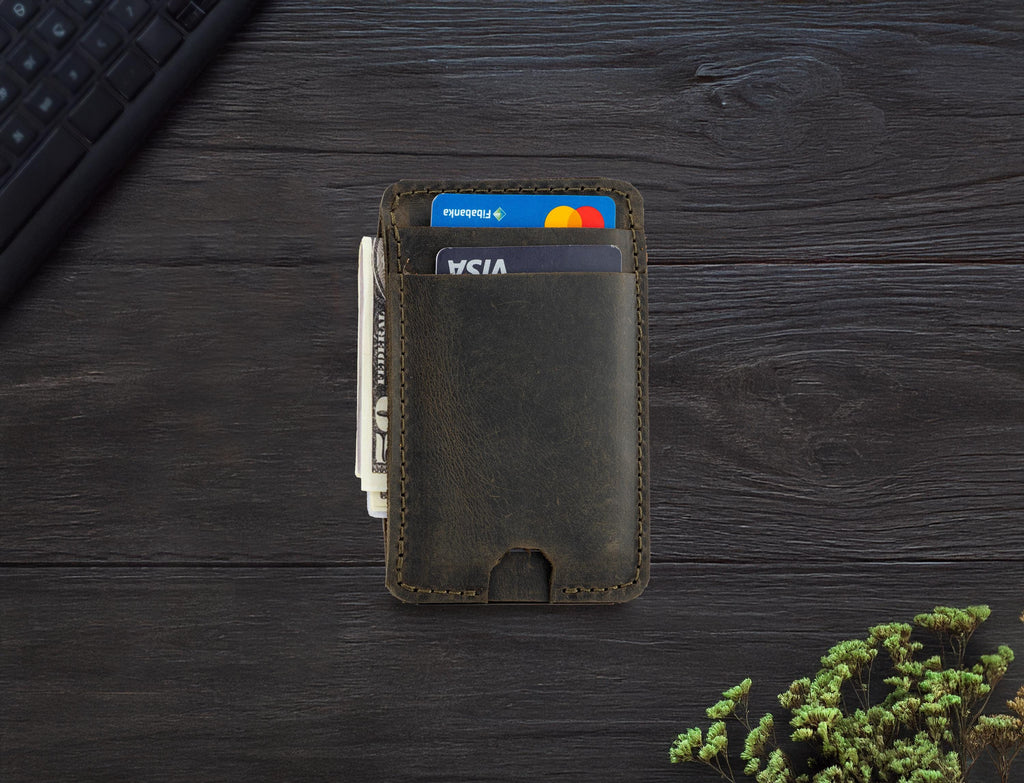 Leather Card Wallet: Handmade Minimalist Pocketsize Design Wallet