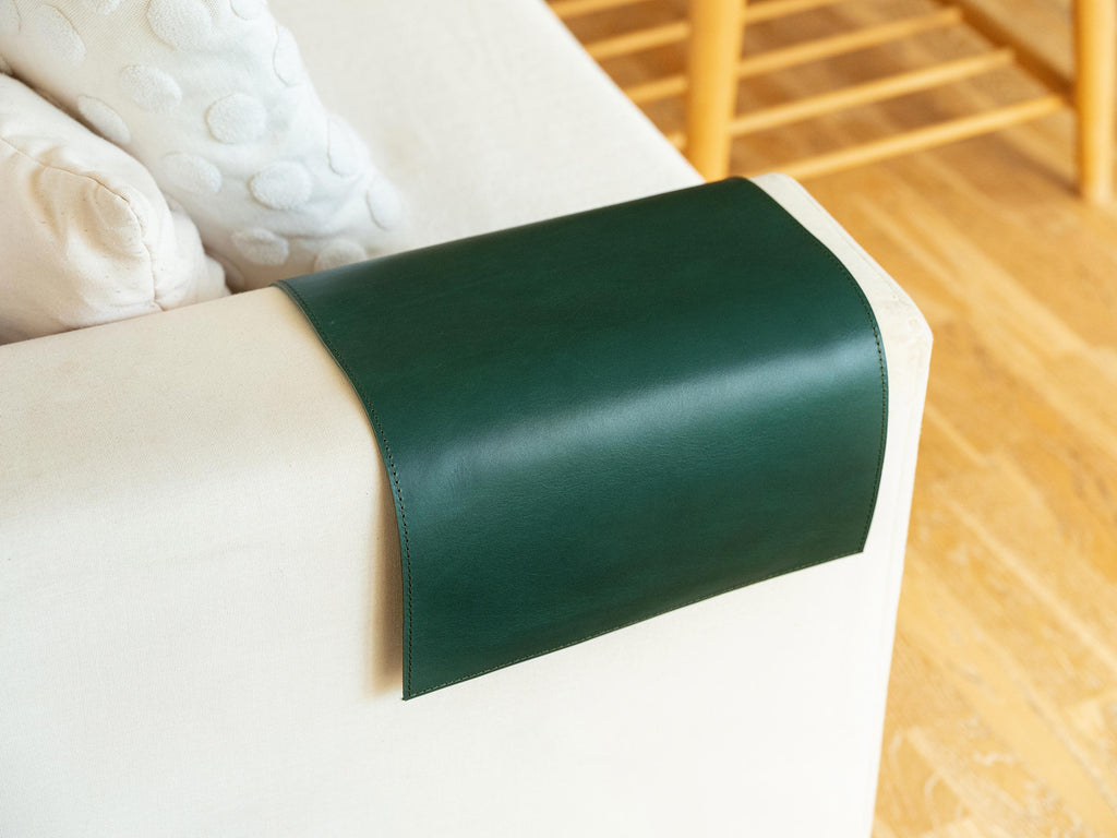 Handmade Leather Sofa Armrest Cover: Full Grain Vegetable Tanned Protector